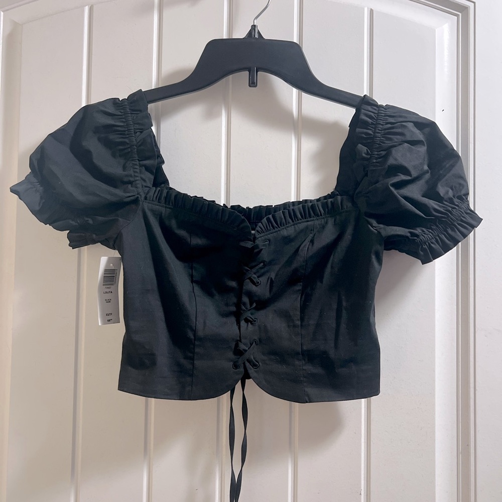Aritzia NWT Puff Sleeve Corset Crop Top